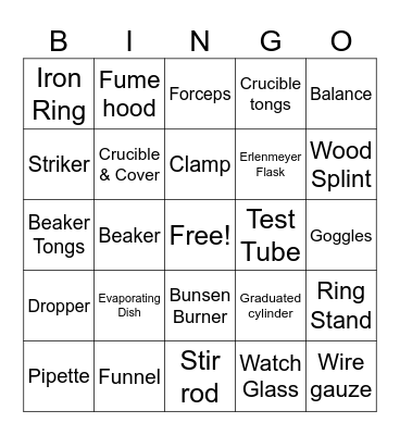 Lab Equipment Bingo! Bingo Card