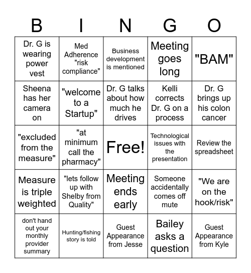 Doc Talk 8/22 Bingo Card