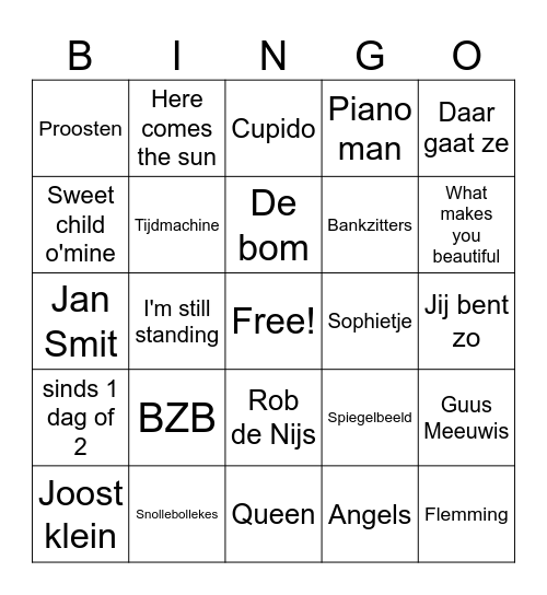 muziekbingo Card