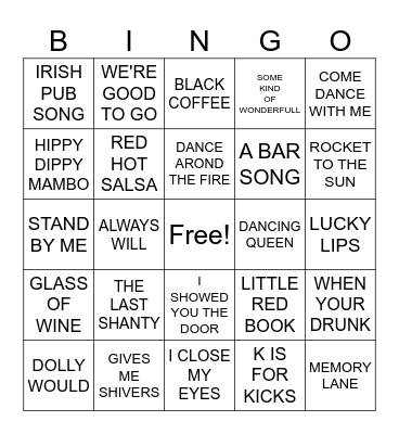 MITCHEY'S LINE DANCING BINGO Card