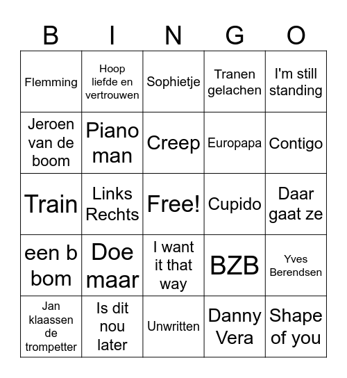 muziekbingo Card