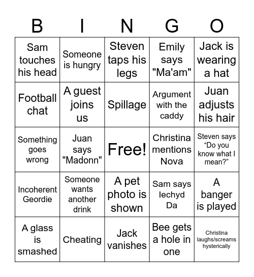 Bee's Card Bingo Card