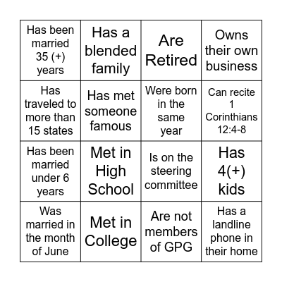 Marriage Made Better Selfie Game Bingo Card