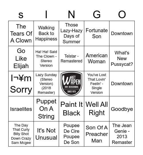 Wapen Swingo Bingo Card