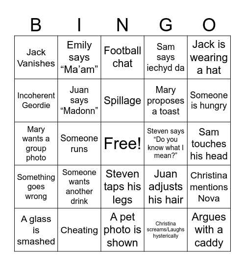 Bee's Card Bingo Card