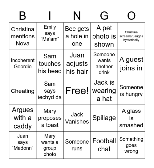 Steve's Card Bingo Card