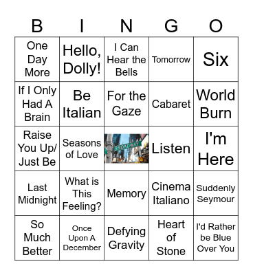 Broadway Bangers Bingo Card
