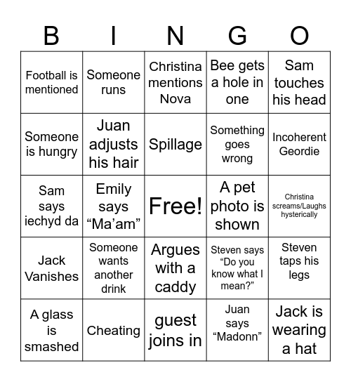 Mary's Card Bingo Card