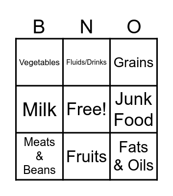 Healthy Habits Bingo Card