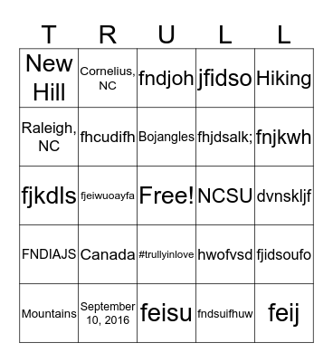 Miss to Mrs. Bingo Card