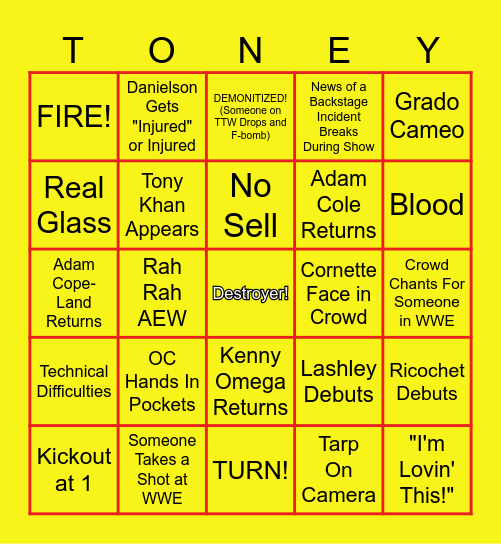 Tooney Talk All-In Bingo! Bingo Card