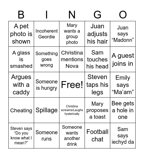 Jack's Card Bingo Card