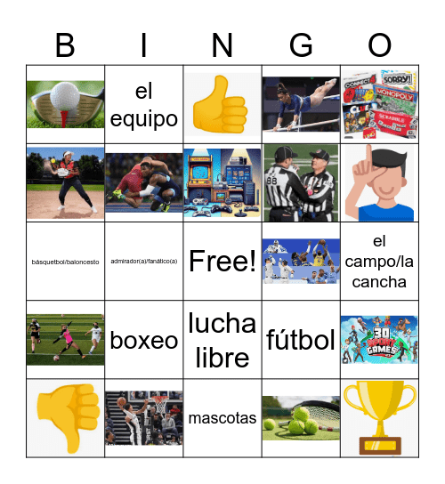 Los deportes y juegos Bingo Card