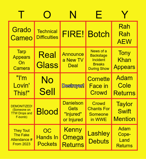 Tooney Talk All-In Bingo! Bingo Card