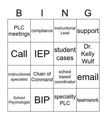 NTO Bingo Card