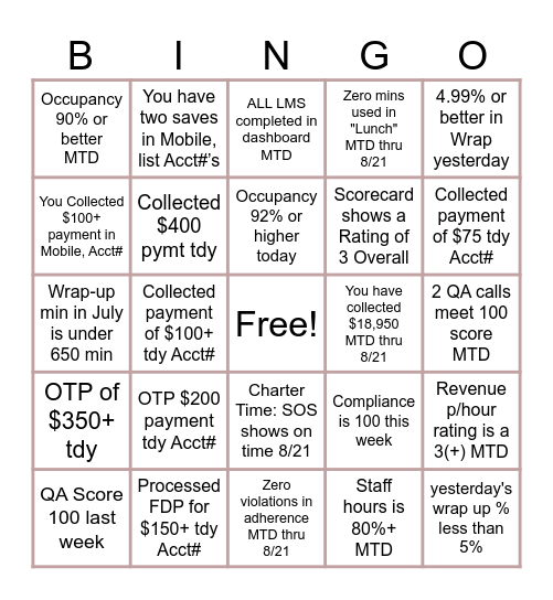 CRT 8/23/24 Bingo Card