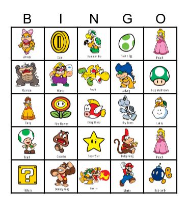 SUPER Mario Bros Bingo Card
