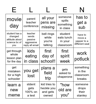 Class #253 Bingo Card