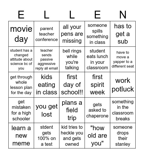 Class #253 Bingo Card