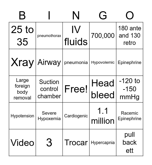 RC 140 Midterm Bingo Card
