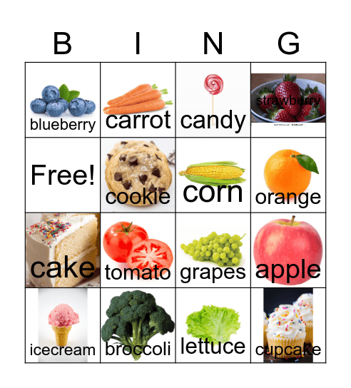 Food Bingo Card