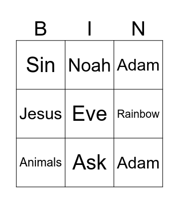 Tower of Babel BINGO Card