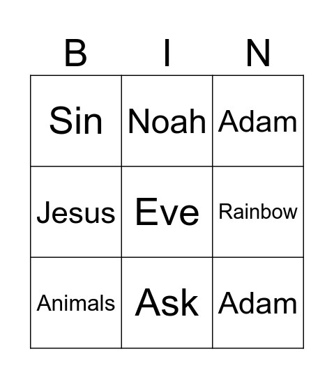 Tower of Babel BINGO Card