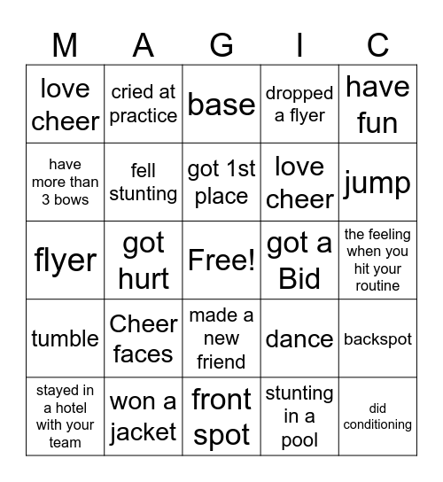 MAGIC Bingo Card