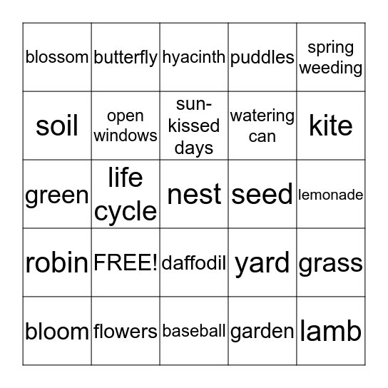 SPRING  BINGO Card