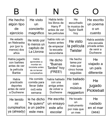 ¿¿Qué he hecho?? Bingo Card