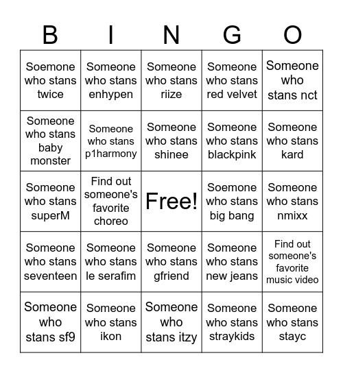 KPOP  BINGO Card