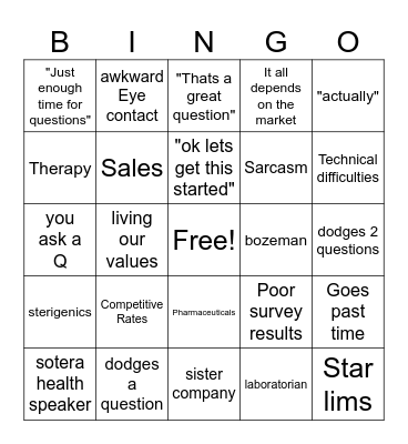 Q 2 townhall Bingo Card