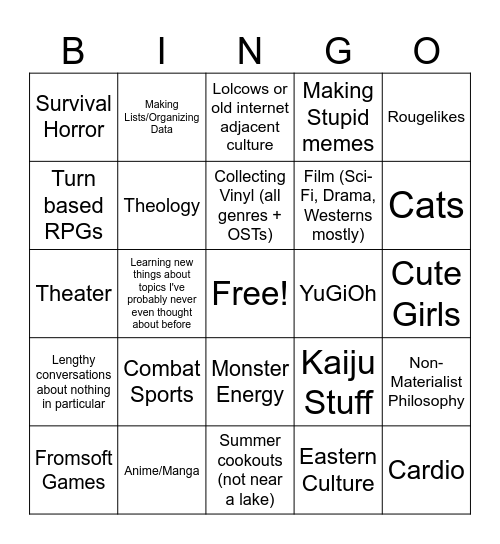 how many interests/likes do you share with ________ Bingo Card