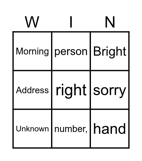Return to sender Bingo Card