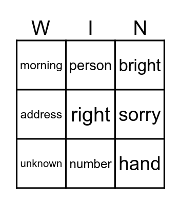 Return to sender Bingo Card