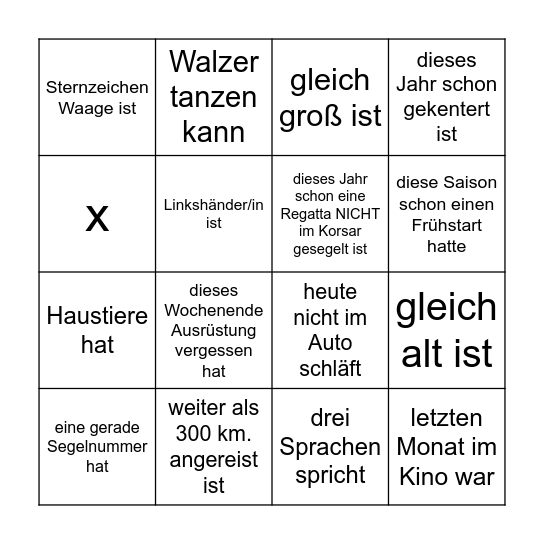 finde jemanden der/die.... Bingo Card