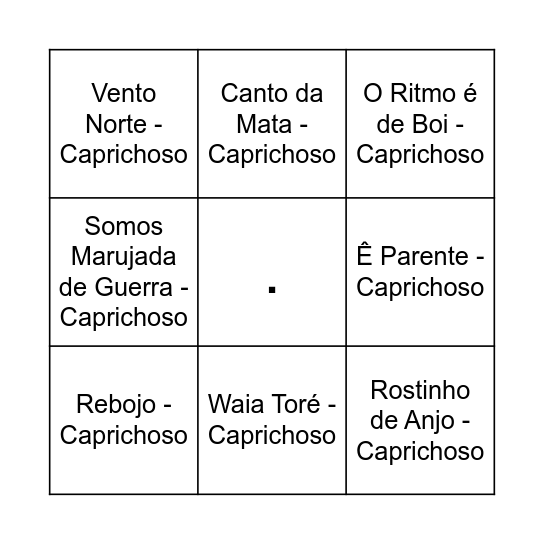 BINGÃO MUSICAL Bingo Card