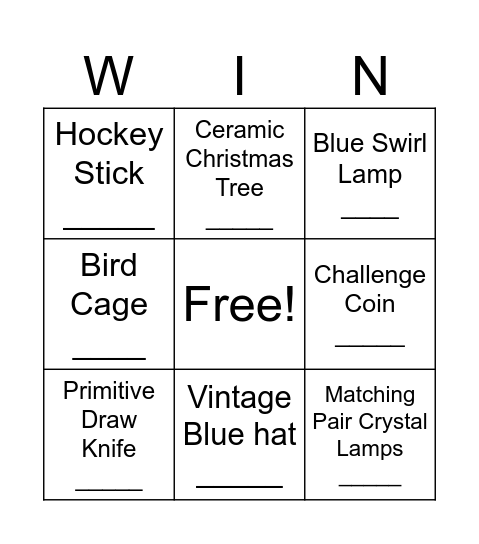 Dade City Antiques Bingo Card