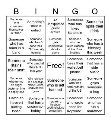 Kepware Summer Outing Bingo Card
