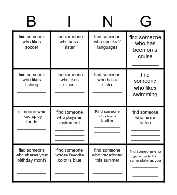 Get to Know You BINGO! Bingo Card