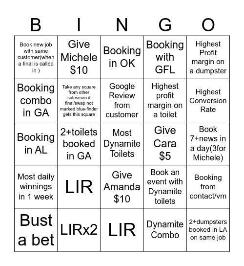 Starts 8/23/24 -- 1 line BINGO Card