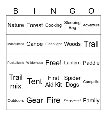 Family Camping Bingo 2024 Bingo Card