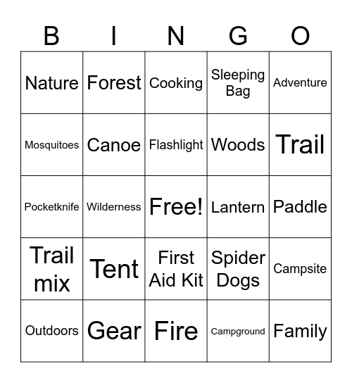 Family Camping Bingo 2024 Bingo Card