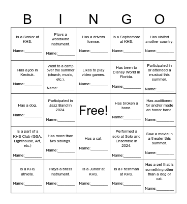 First Day Back Bingo Card