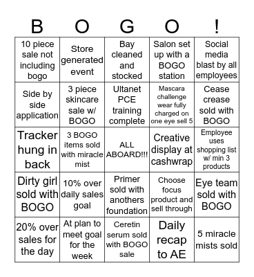 BOGO BINGO Card