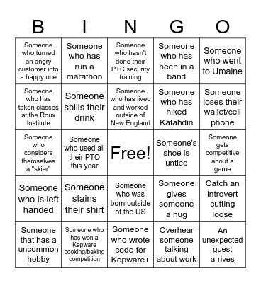 KEPWARE SUMMER OUTING Bingo Card