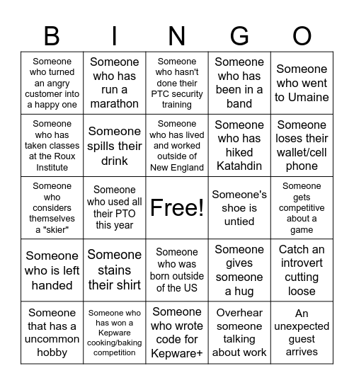 KEPWARE SUMMER OUTING Bingo Card