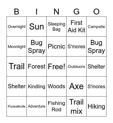 Family camping Bingo 2024 Bingo Card