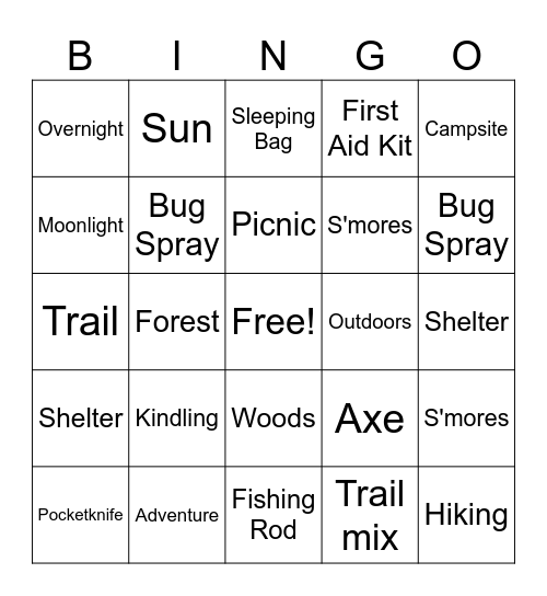 Family camping Bingo 2024 Bingo Card