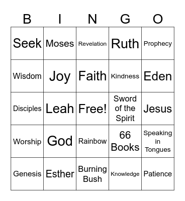 Bible Bingo Card